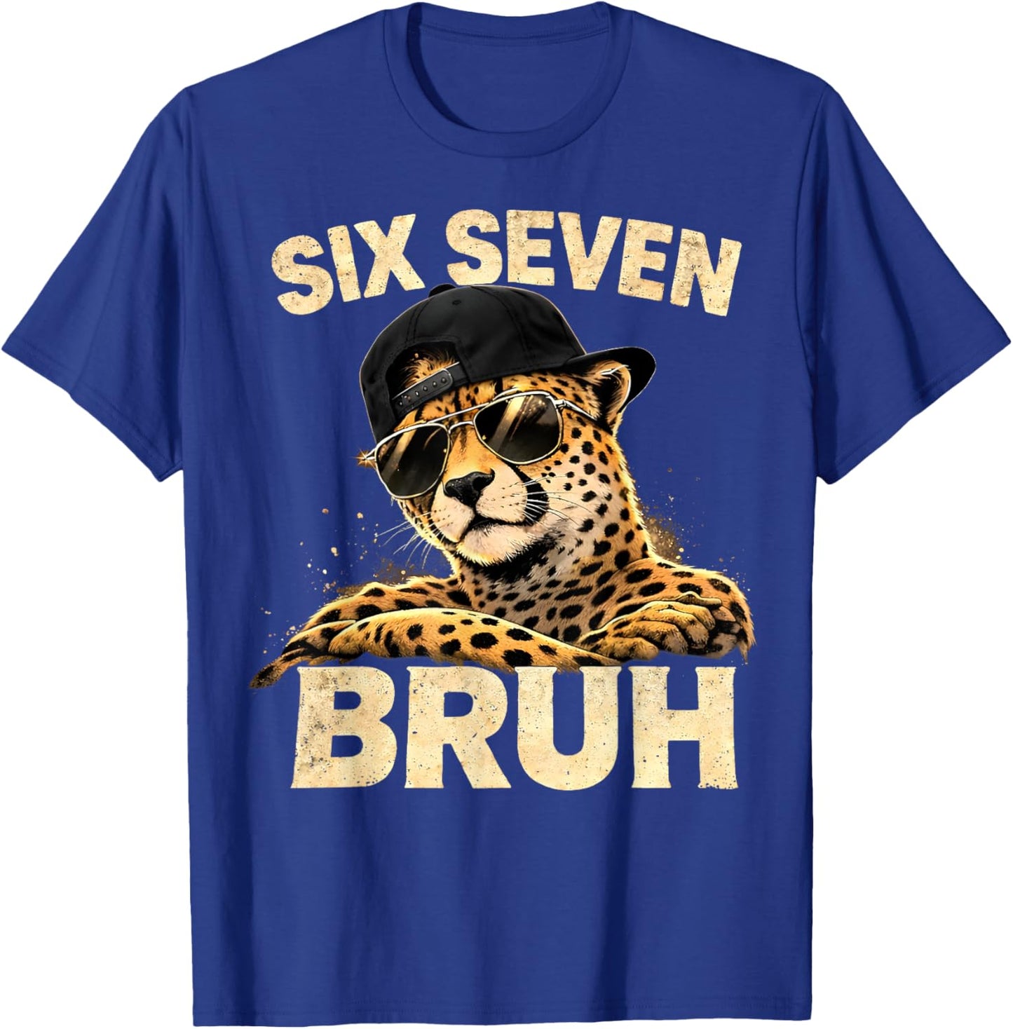 Six Seven Meme Bruh Cheetah Boys Animal Print Gifts for Kids T-Shirt - T-Shirt | Royal
