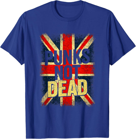 Punks Not Dead - Vintage UK Flag Music T-Shirt - T-Shirt | Royal
