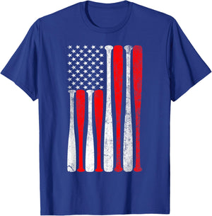 Baseball USA Flag Baseball Lover Baseball dad T-Shirt - T-Shirt | Royal