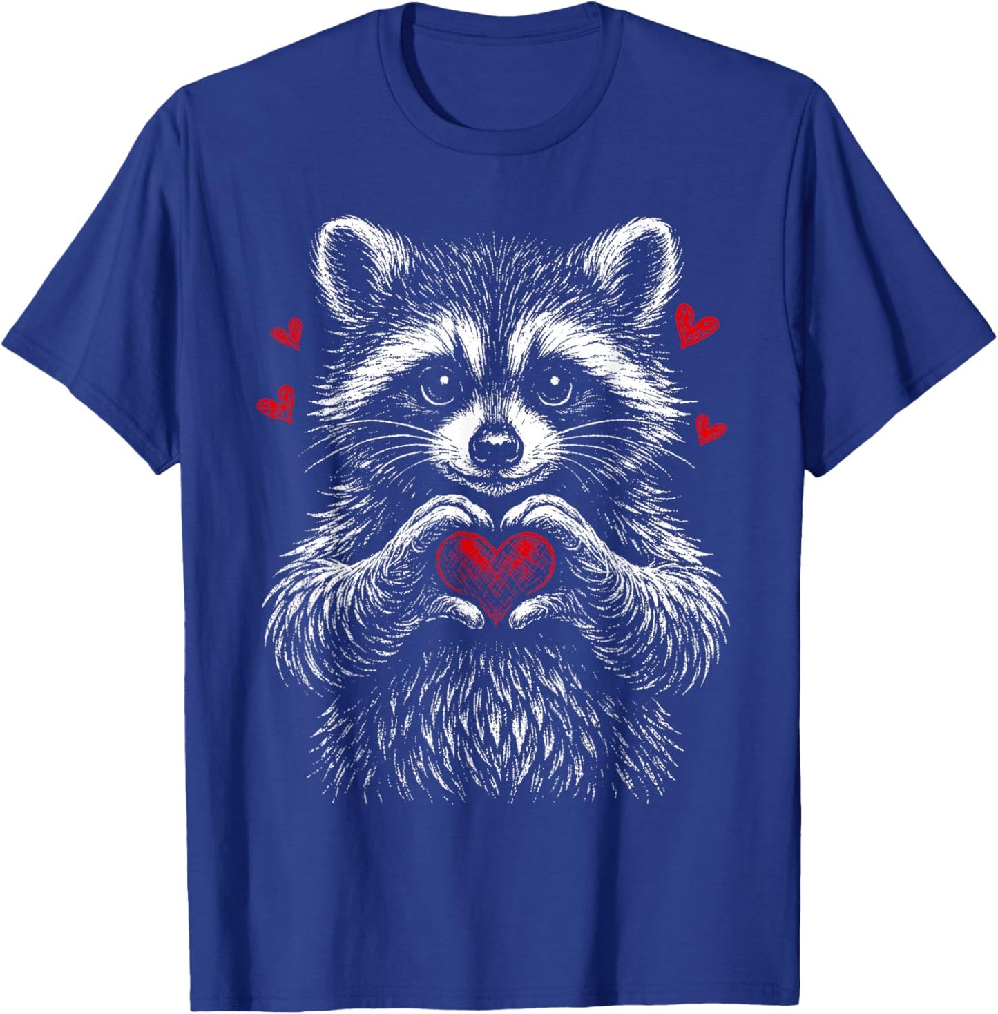 Retro Valentine Raccoon with Heart Cute Raccoon Lover T-Shirt - T-Shirt | Royal