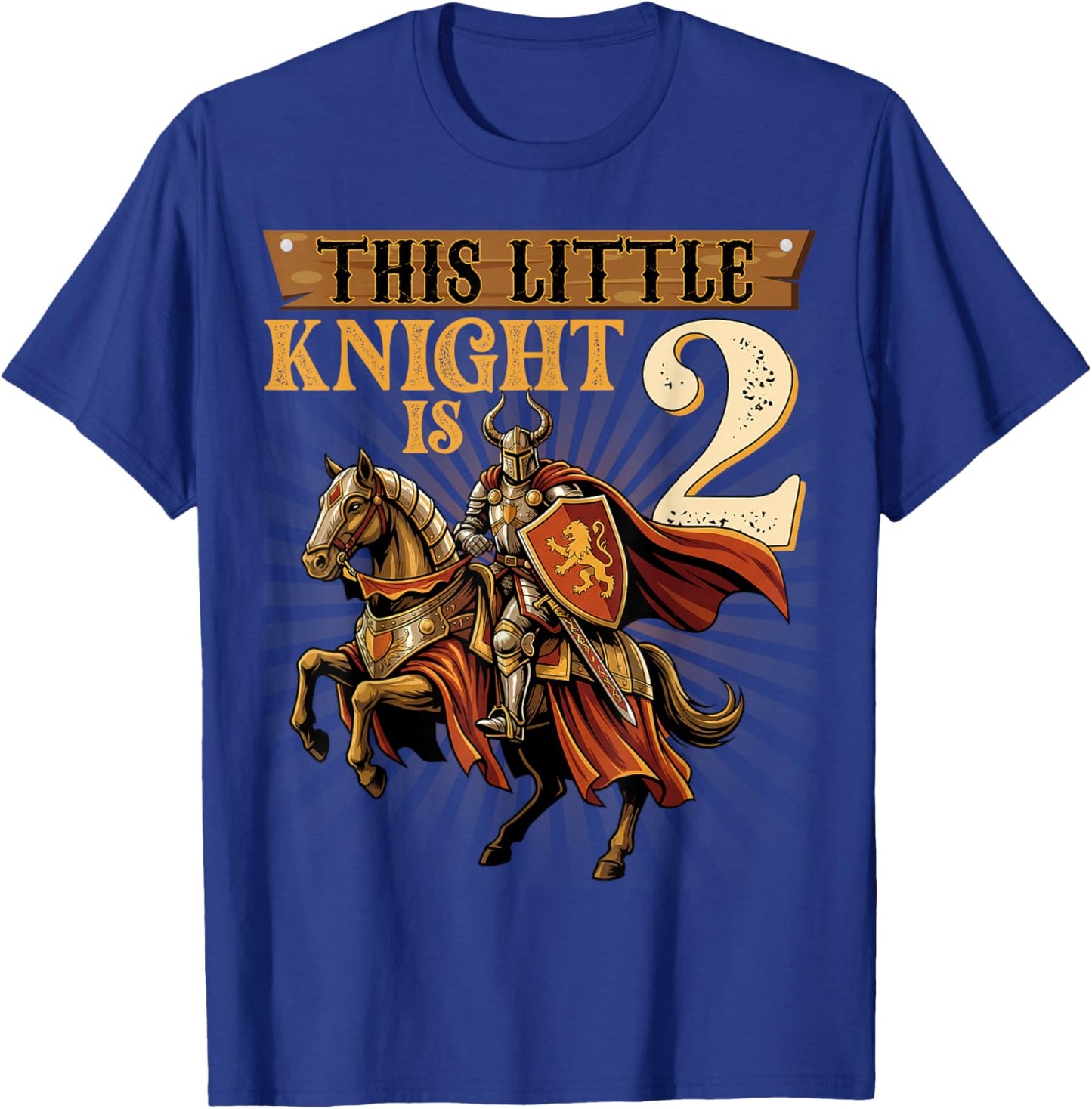 Knight Birthday 2 Years Old Boys 2nd Knight Birthday Party T-Shirt - T-Shirt | Royal