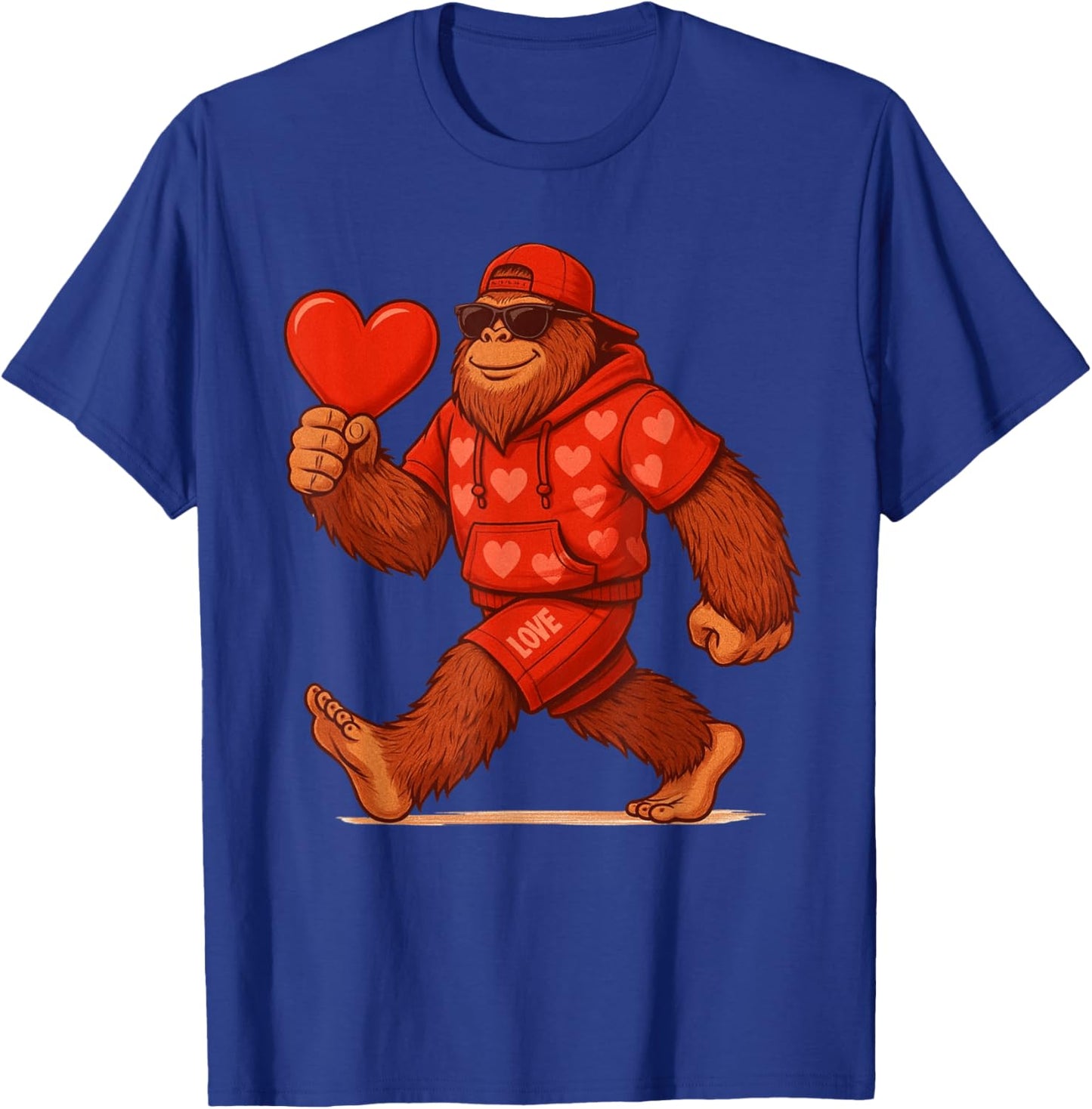 Funny Valentines Day Bigfoot Heart Sunglasses Sasquatch Boys T-Shirt - T-Shirt | Royal