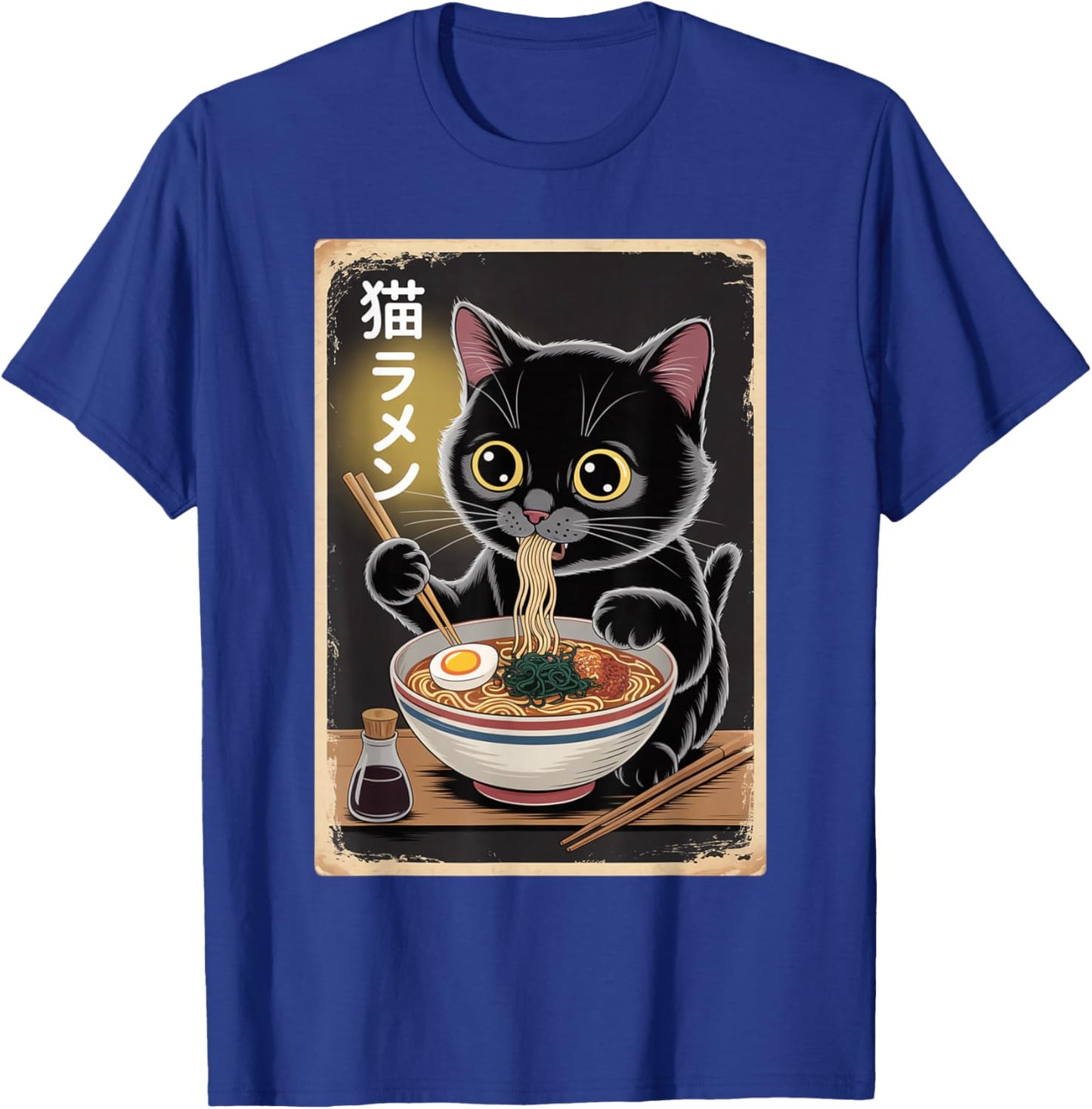 Kawaii Cat Eating Ramen Noodles Funny Anime Gifts Girls T-Shirt - T-Shirt | Royal