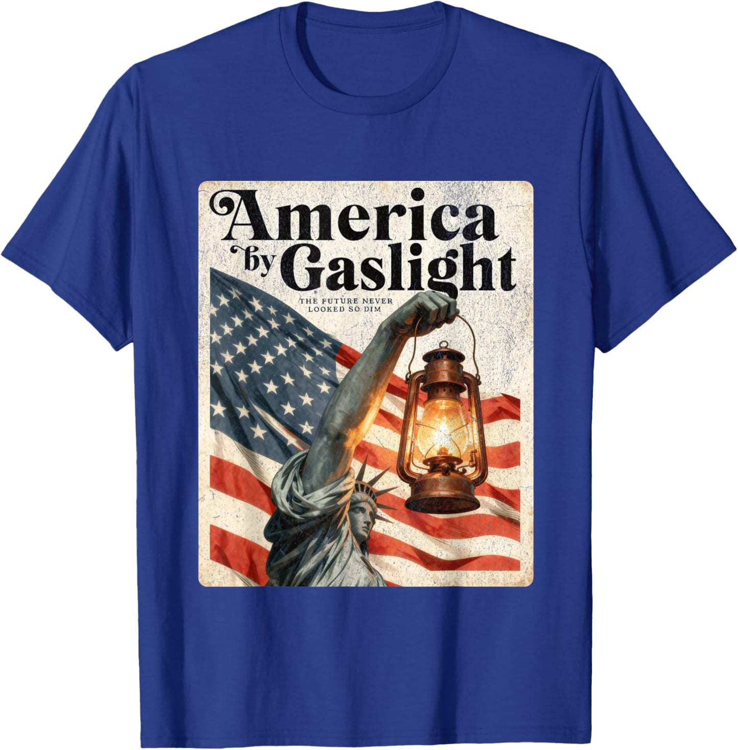 America by Gaslight, Dark Political Satire, Patriotic Parody T-Shirt - T-Shirt | Royal