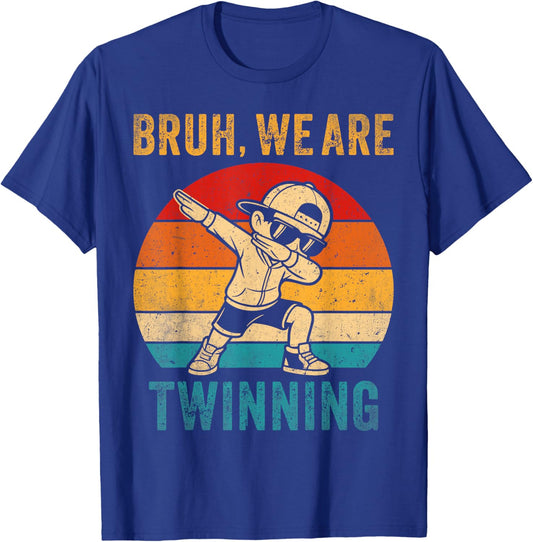 Bruh We are Twinning Kids Boys Funny Twin Day Dabbing Boy T-Shirt - T-Shirt | Royal