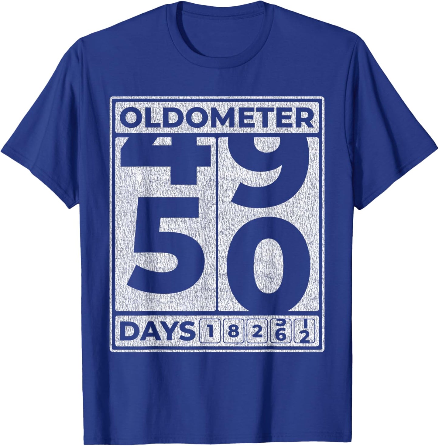 Oldometer 50 Funny 50th Birthday Gift T-Shirt - T-Shirt | Royal