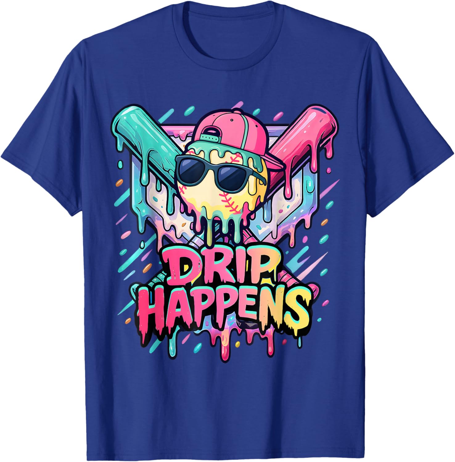 Baseball Life Style 101 Apparel Youth Drip Baseball Boys Kid T-Shirt - T-Shirt | Royal