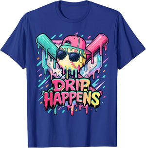 Baseball Life Style 101 Apparel Youth Drip Baseball Boys Kid T-Shirt - T-Shirt | Royal