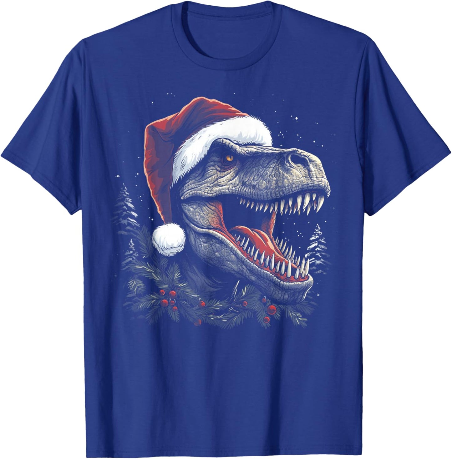 T Rex Dinosaur - Christmas Funny Santa Holiday Men Women T-Shirt - T-Shirt | Royal