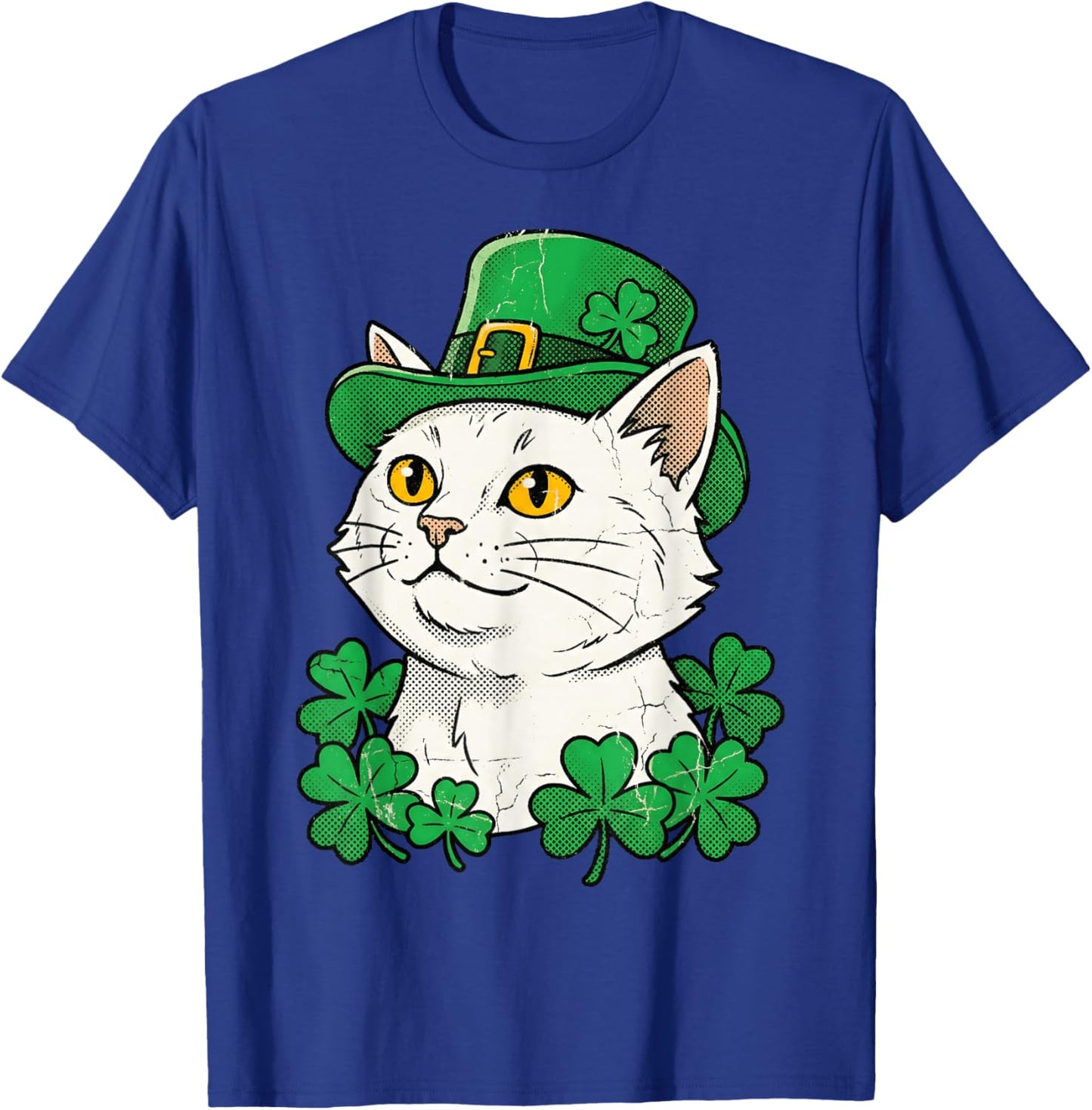 St Patricks Day Cat Leprechaun Hat Shamrock Saint Pattys Day T-Shirt - T-Shirt | Royal