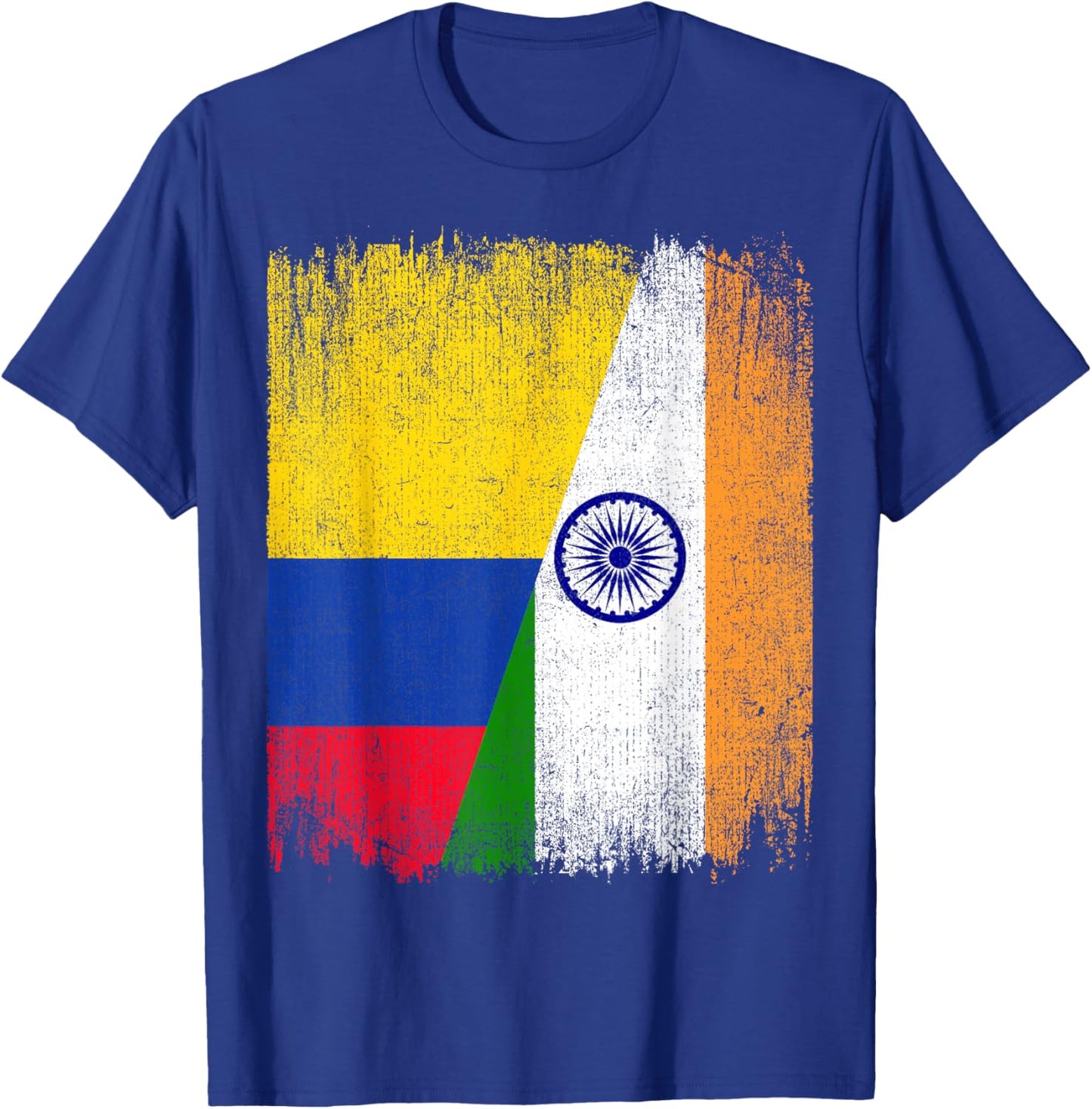 Half Colombia India Flag Colombian Indian Pride Roots T-Shirt - T-Shirt | Royal