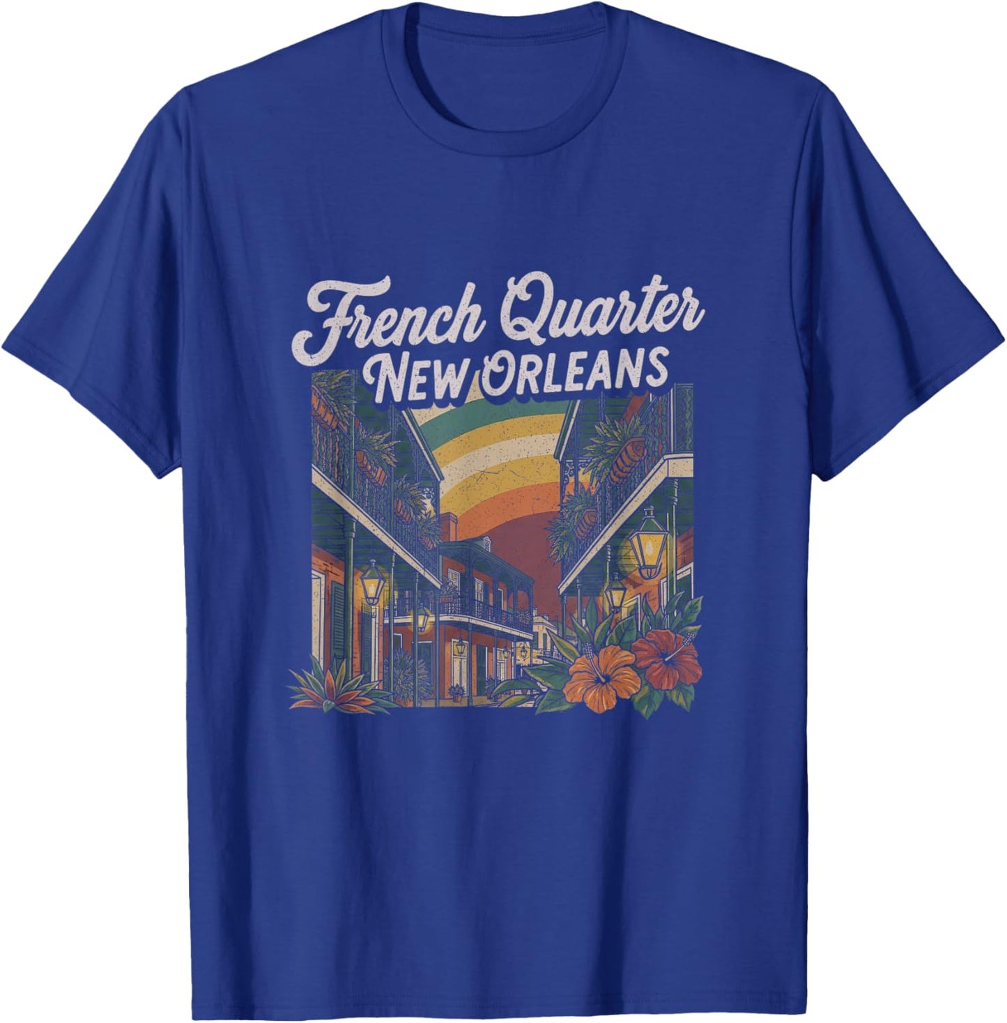 Retro New Orleans French Quarter Art Design T-Shirt - T-Shirt | Royal