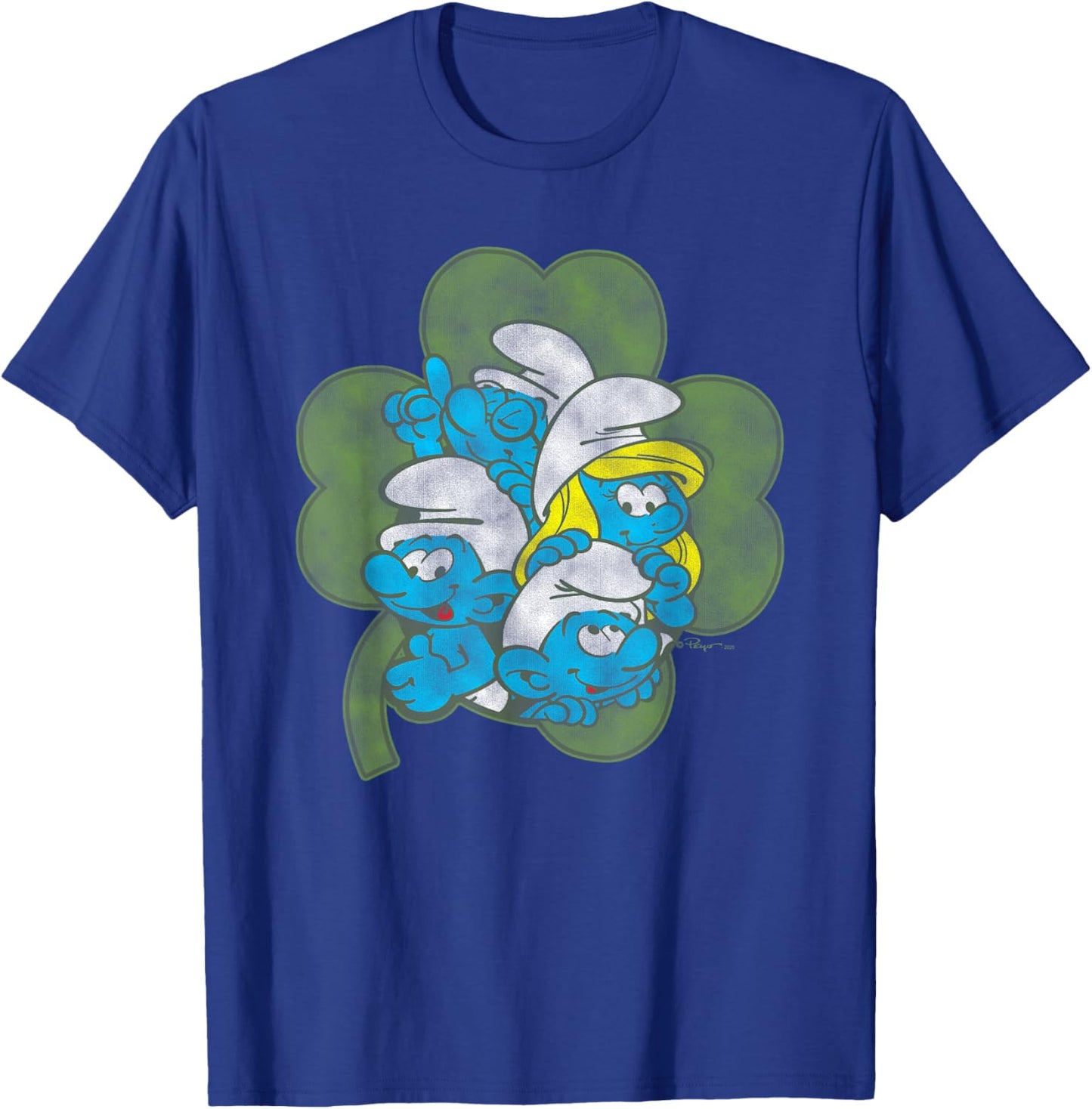 The Smurfs Four Leaf Clover Cast St. Patrick's Day Cartoon T-Shirt - T-Shirt | Royal