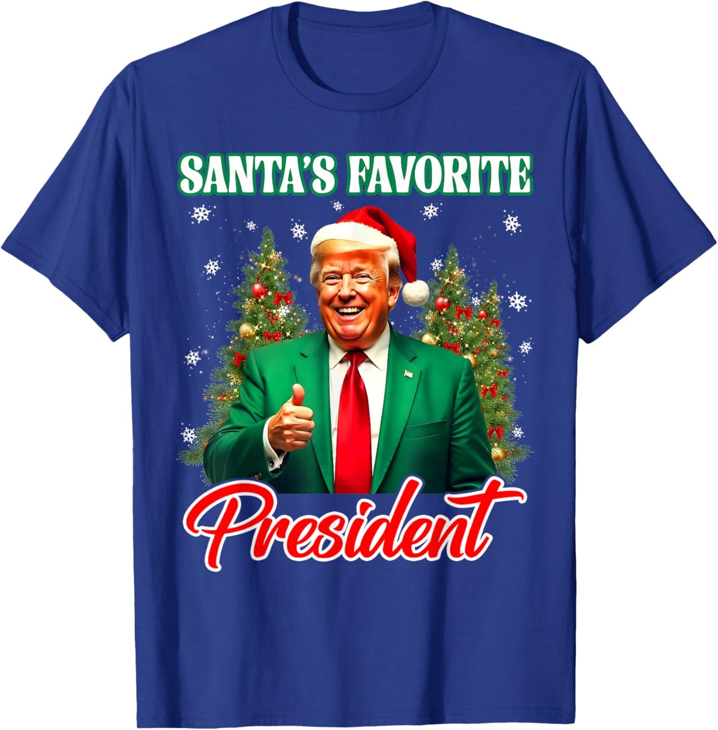 Santa's Favorite President 2025 Merry Christmas Pajama Trump T-Shirt - T-Shirt | Royal