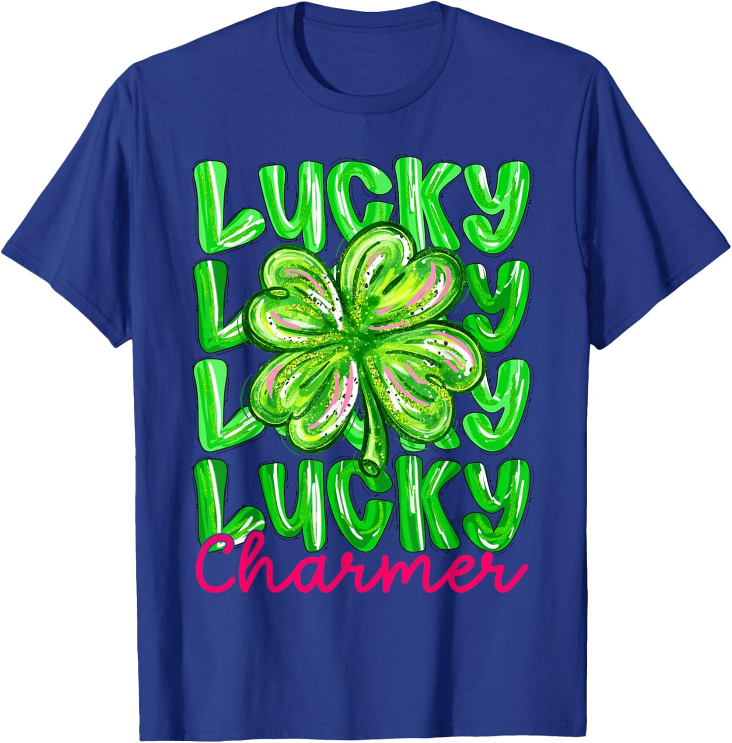 Kids St Patricks Day Lucky Charmer Preppy Shamrock Boys Girl T-Shirt - T-Shirt | Royal