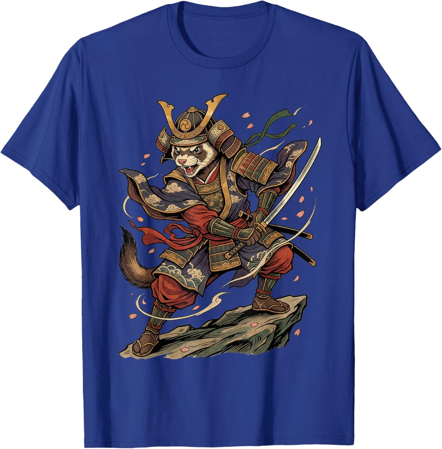Ferret Samurai Japanese Vintage Warrior Art Anime Graphic T-Shirt - T-Shirt | Royal