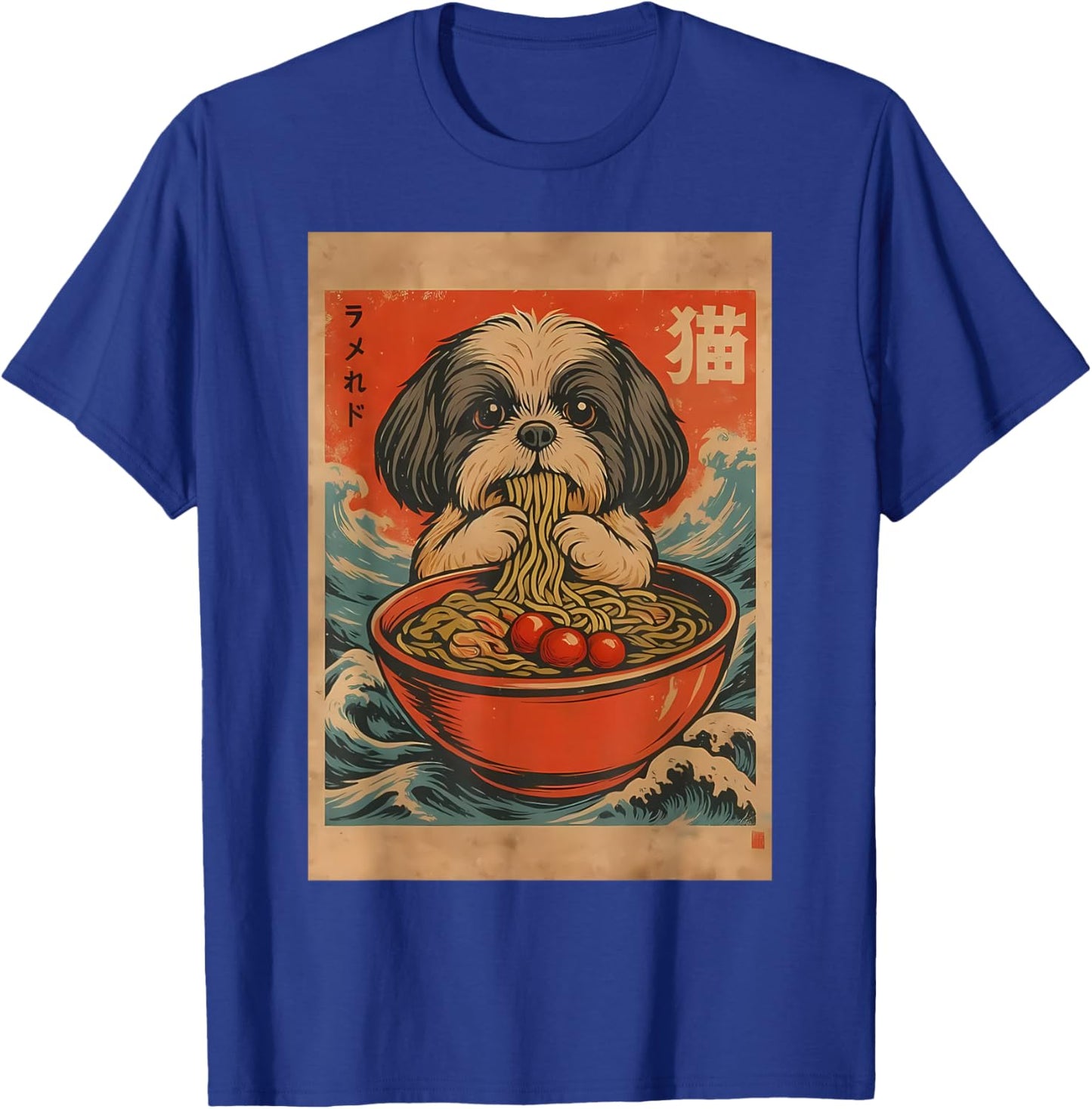 Shih Tzu Eating Ramen Noodle Japanese Kawaii Anime Japan T-Shirt - T-Shirt | Royal