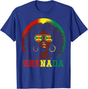 Grenada Flag Sunglasses Grenadian Girl Pride Caribbean Women T-Shirt - T-Shirt | Royal