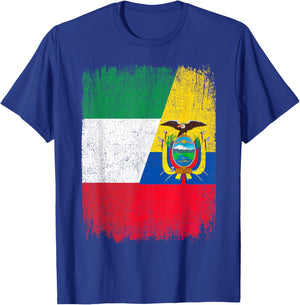 Half Italy Ecuador Flag Italian Ecuadorian Pride Roots T-Shirt - T-Shirt | Royal