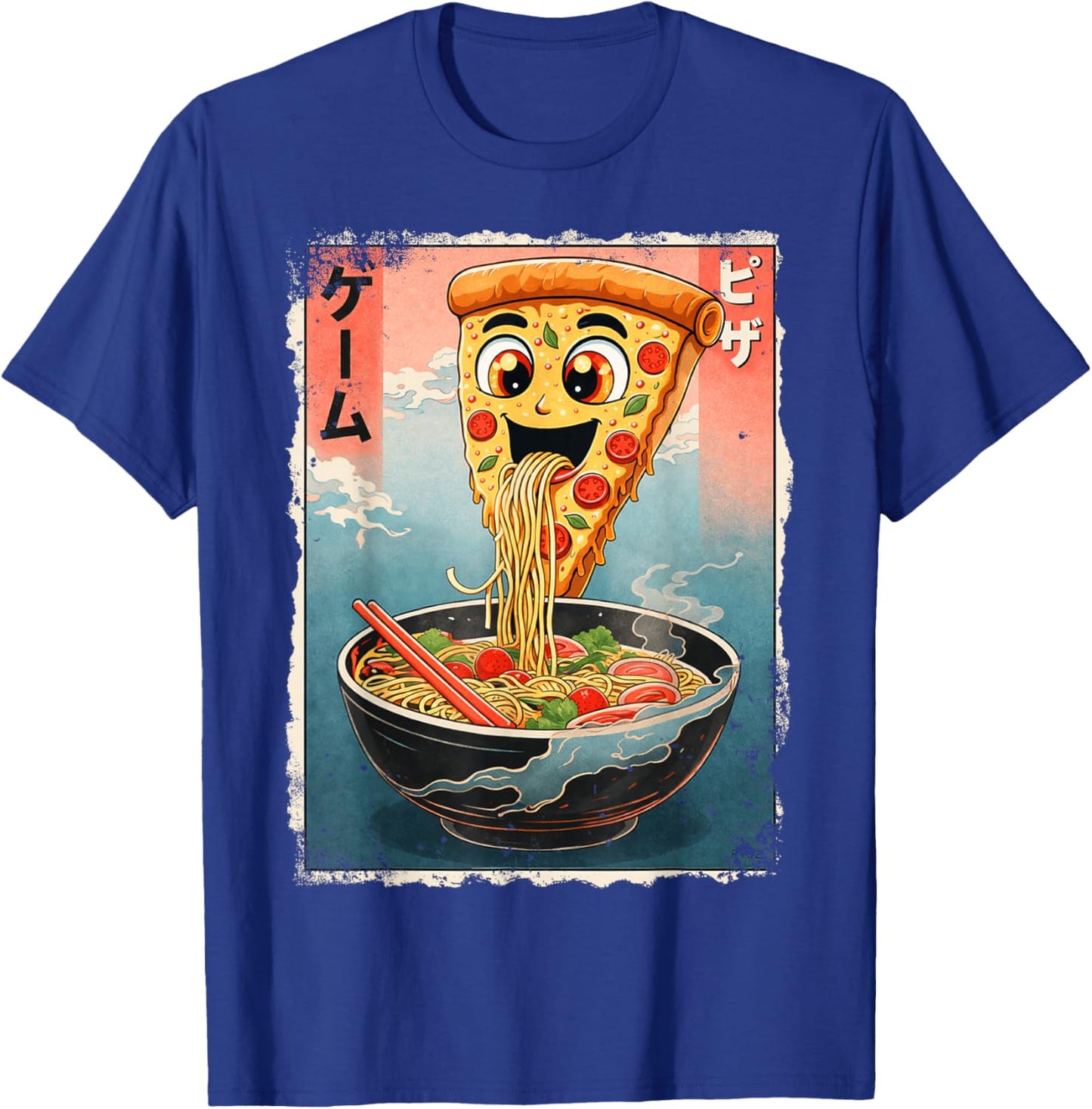 Funny Kawaii Pizza Eat Ramen Japan Japanese Boy Girl Kid T-Shirt - T-Shirt | Royal