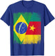 Half Brazil Cameroon Split Flag Brazilian Cameroonian Roots T-Shirt - T-Shirt | Royal