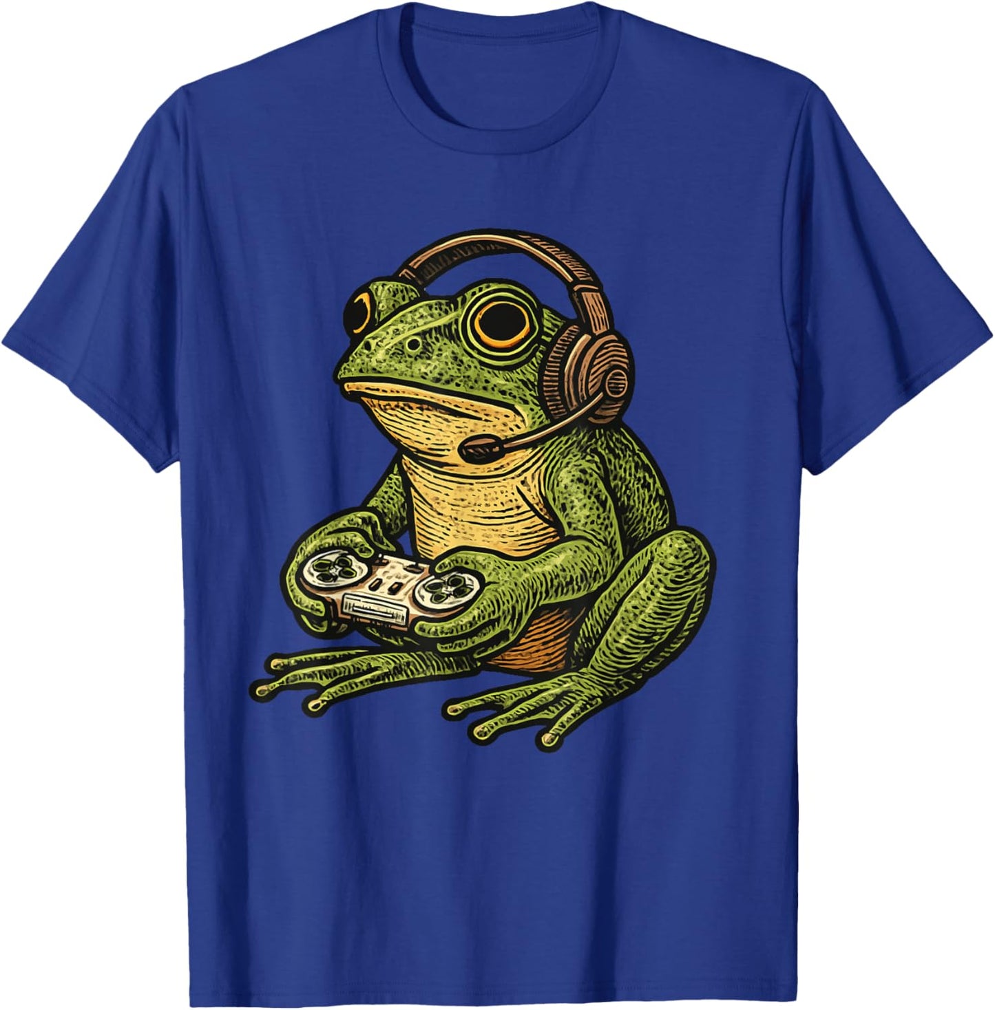 Japanese Gamer Frog Art Men Women Boys Funny Vintage Gaming T-Shirt - T-Shirt | Royal