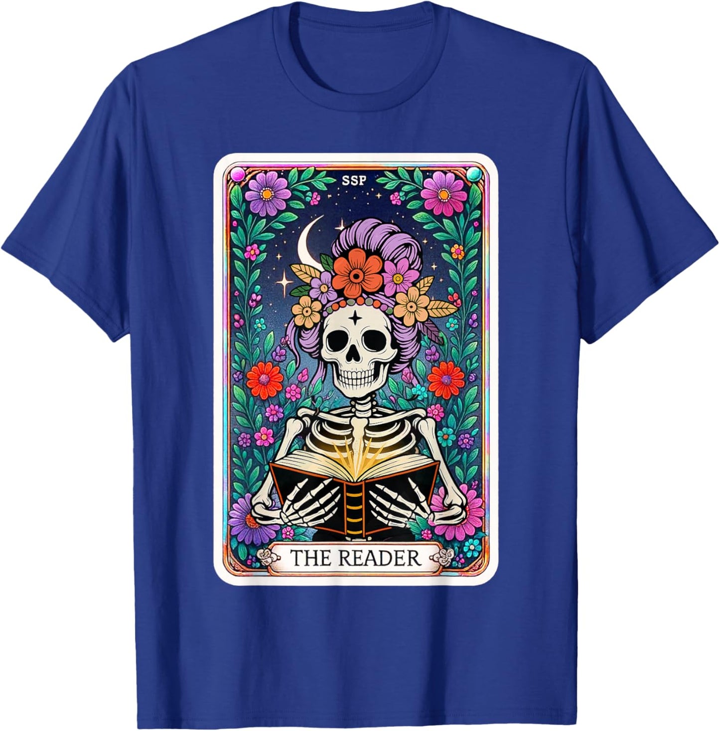 The Reader Skeleton Tarot Card Reading Book Girls Women T-Shirt - T-Shirt | Royal