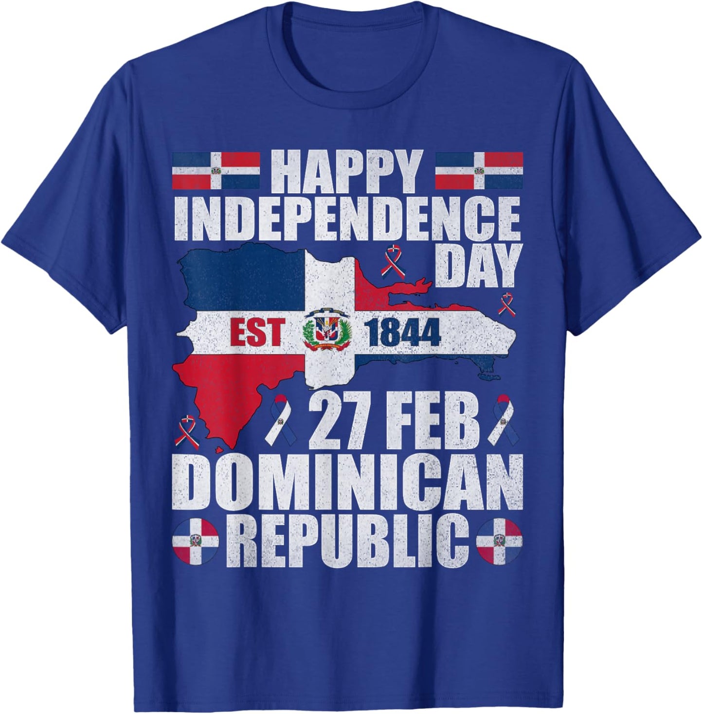 Dominican Republic 182nd Independence Day Dominican Flag Map T-Shirt - T-Shirt | Royal