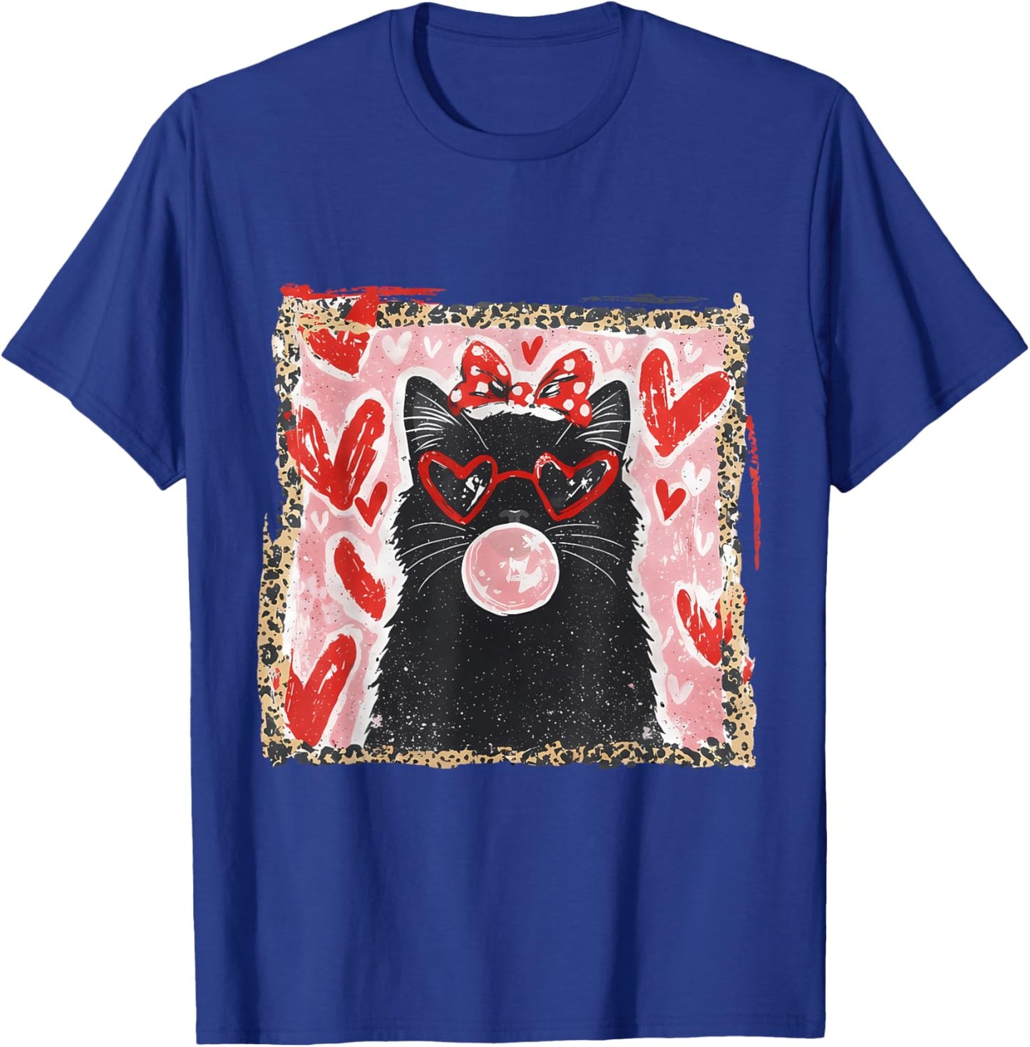 Valentine Cat Hearts Cat Lover Valentines Brushstroke Cat T-Shirt - T-Shirt | Royal