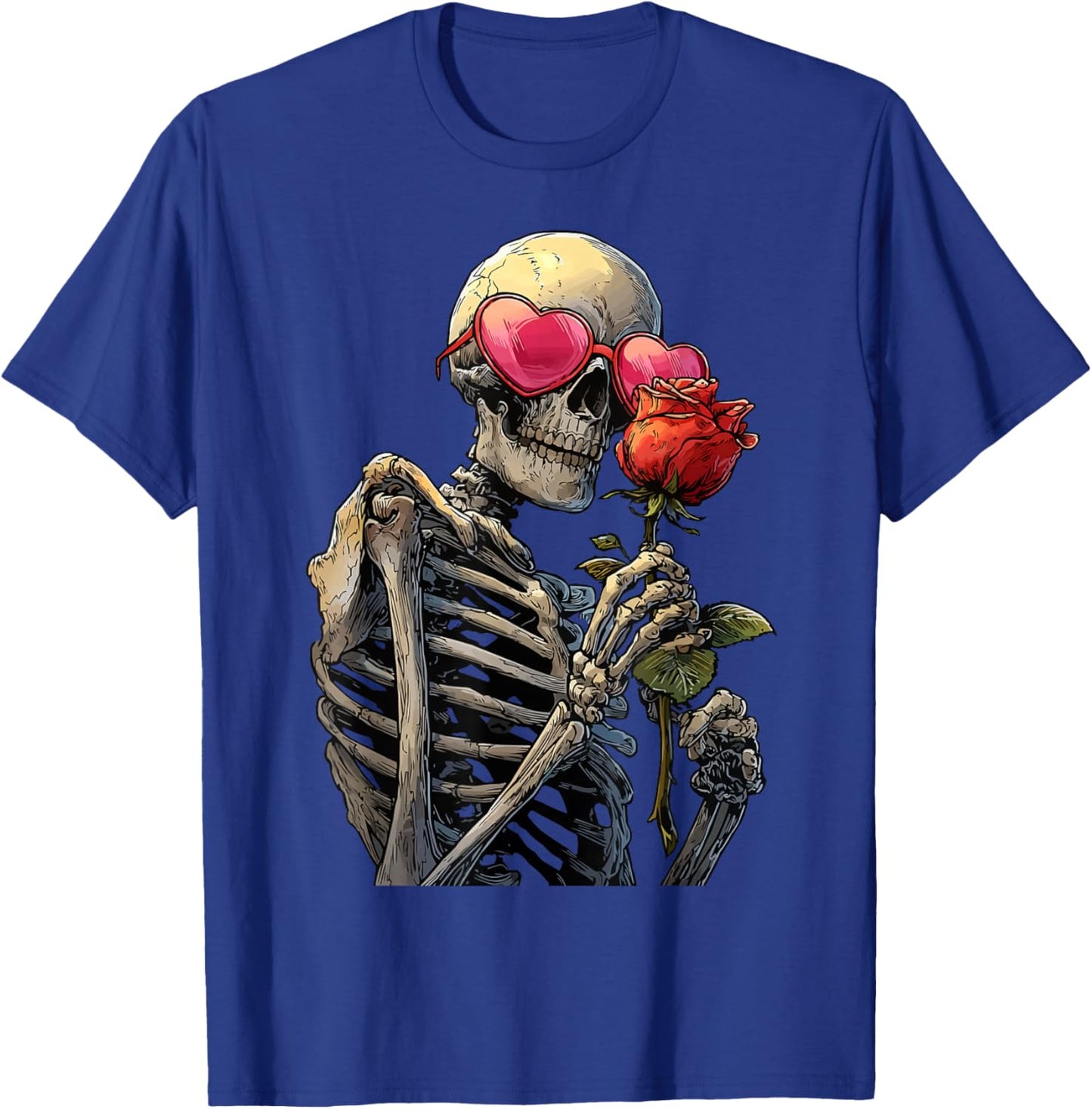 Spooky Skeleton in Heart Glasses Gothic Valentine's Day Goth T-Shirt - T-Shirt | Royal