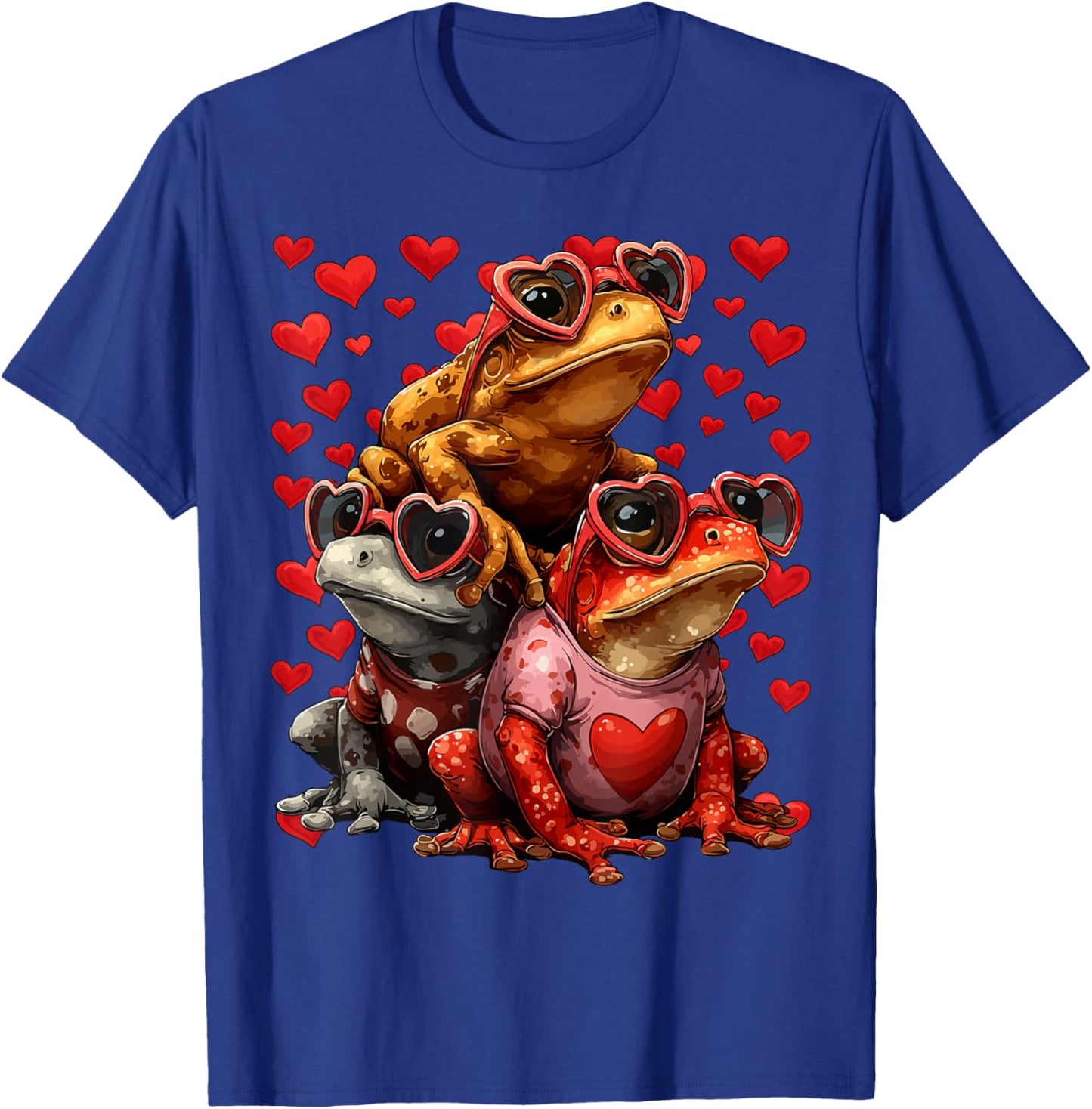 Cute Frogs with Heart Sunglasses Valentines Day Hearts Love T-Shirt - T-Shirt | Royal