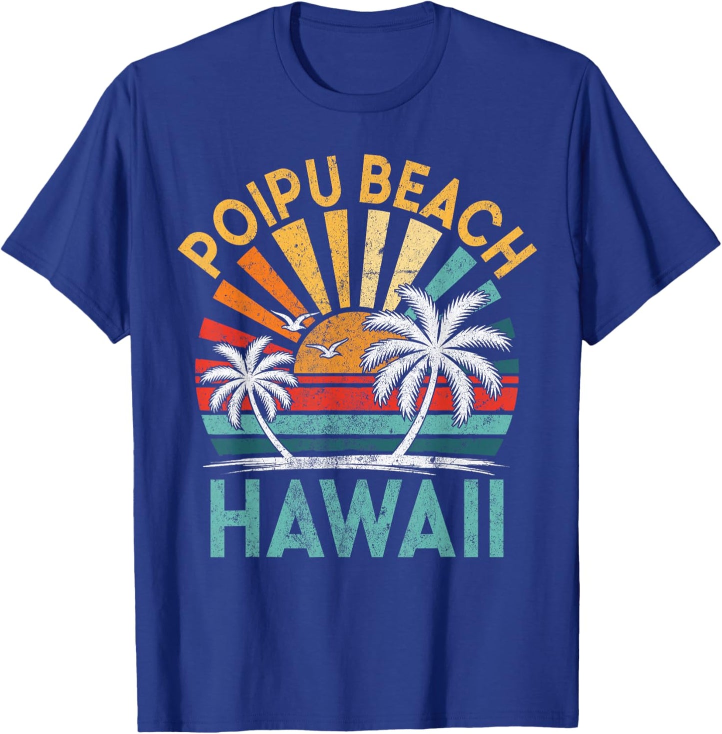 Poipu Beach Hawaii Family Vacation Vintage Sunset T-Shirt - T-Shirt | Royal