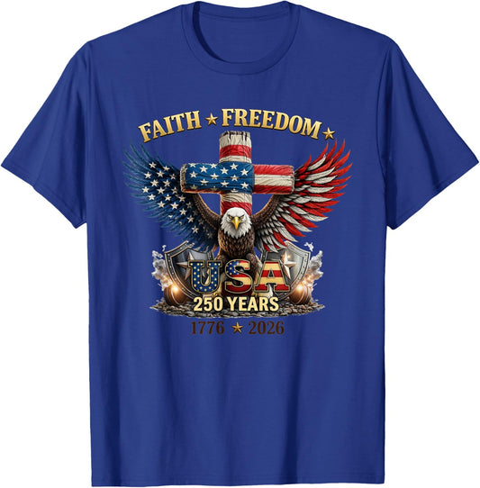 250 Years America July 4th 2026 250th Independence Day Eagle T-Shirt - T-Shirt | Royal