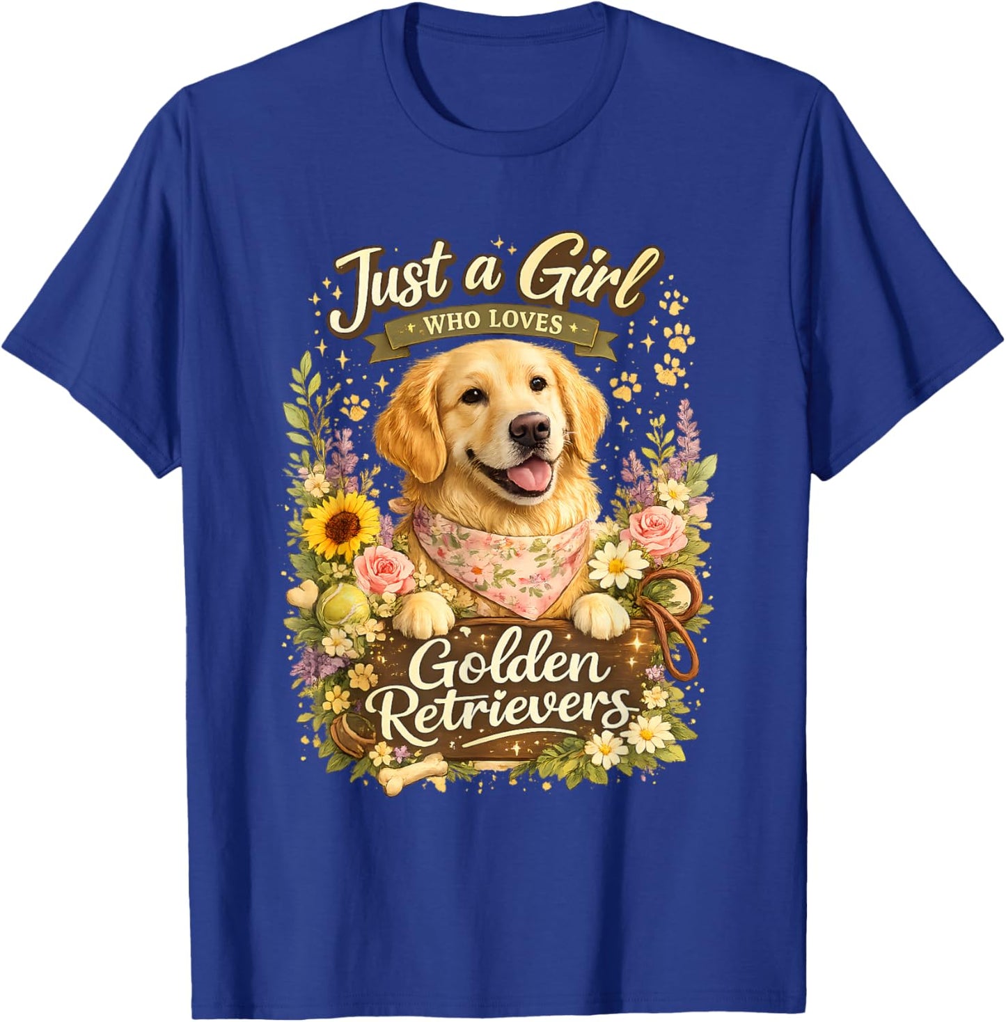 Just a Girl Who Loves Golden Retrievers Graphic T-Shirt - T-Shirt | Royal