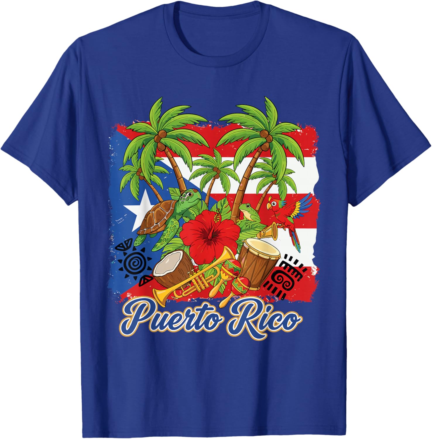 Puerto Rico Flag Floral Frog Boricua Women Hispanic Heritage T-Shirt - T-Shirt | Royal