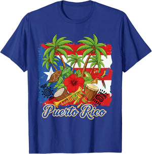 Puerto Rico Flag Floral Frog Boricua Women Hispanic Heritage T-Shirt - T-Shirt | Royal
