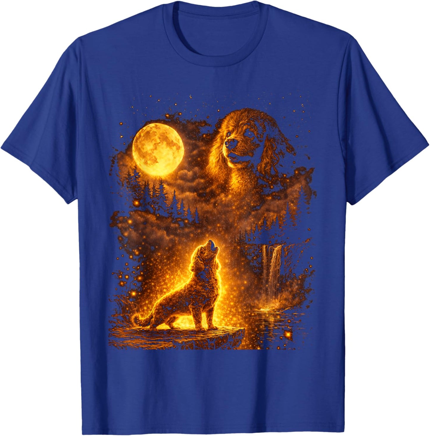 Vintage Moonlight Dog Funny Poodle Howling at The Moon T-Shirt - T-Shirt | Royal