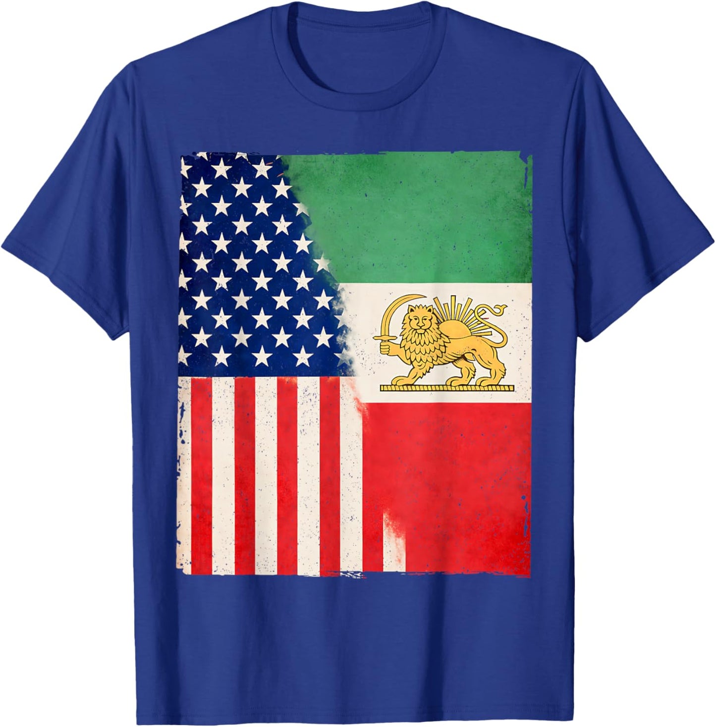 Persian American Flag USA Persia Roots Heritage T-Shirt - T-Shirt | Royal