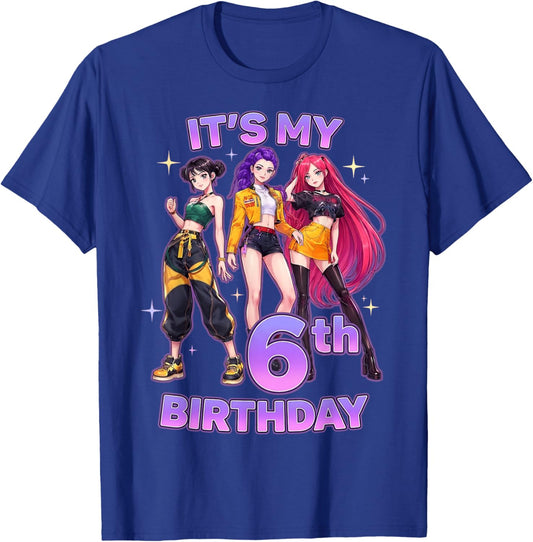 6 Years Old Birthday K pop Kids 6th Bday Girls K-pop T-Shirt - T-Shirt | Royal