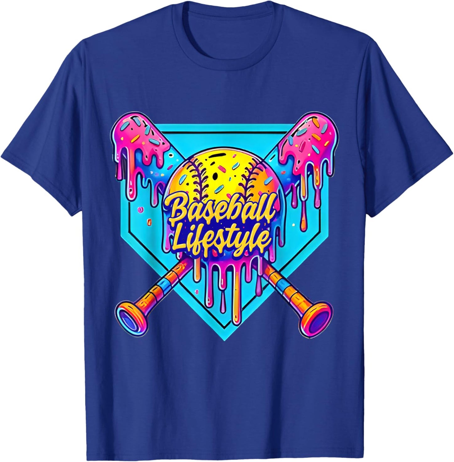 Baseball Life Style 101 Apparel Youth Drip Baseball Boys Kid T-Shirt - T-Shirt | Royal