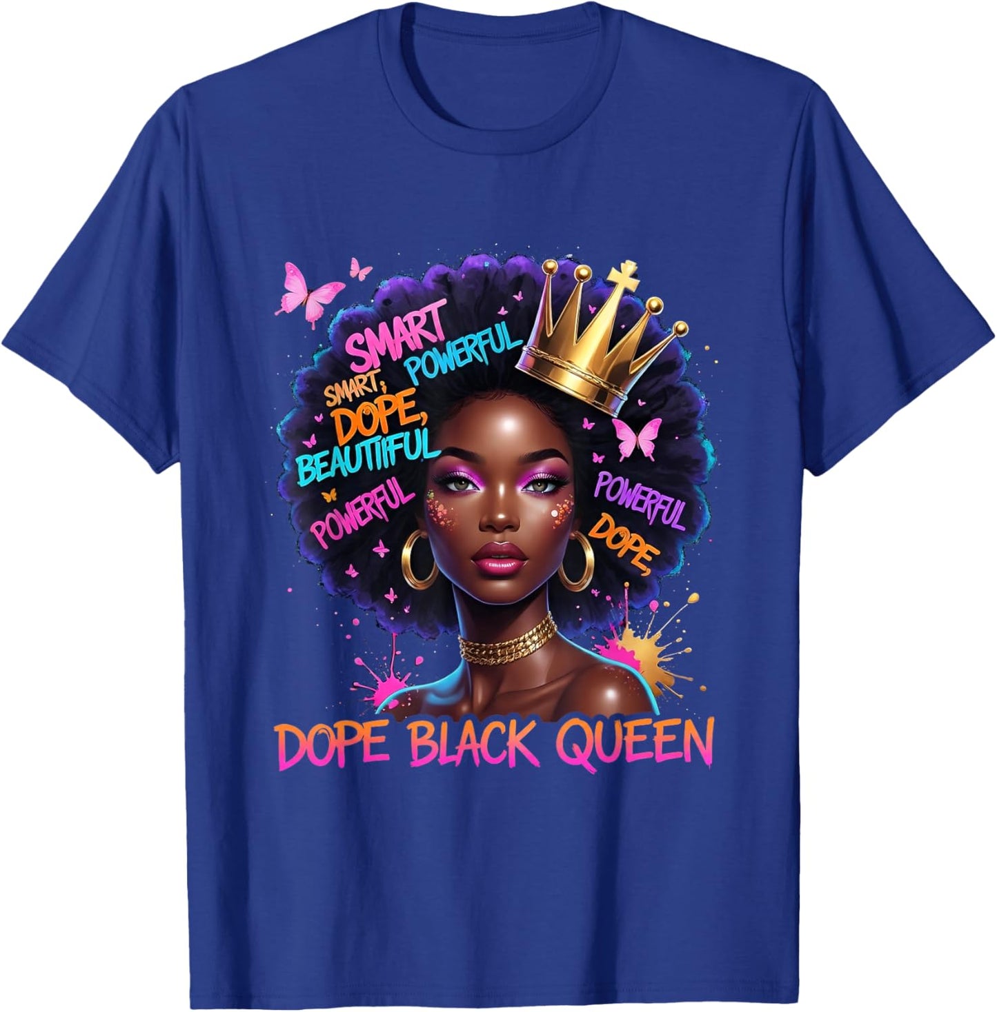 African Melanin Dope Queen Black Women Afro Girl T-Shirt - T-Shirt | Royal