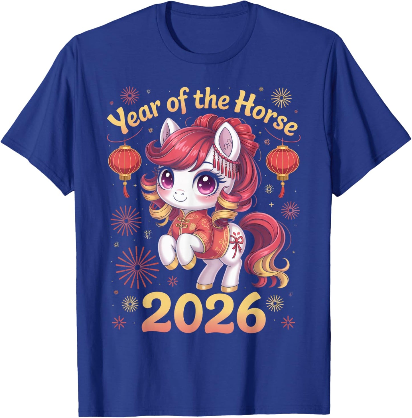 Cute Horse Zodiac Chinese Lunar New Year of The Horse 2026 T-Shirt - T-Shirt | Royal