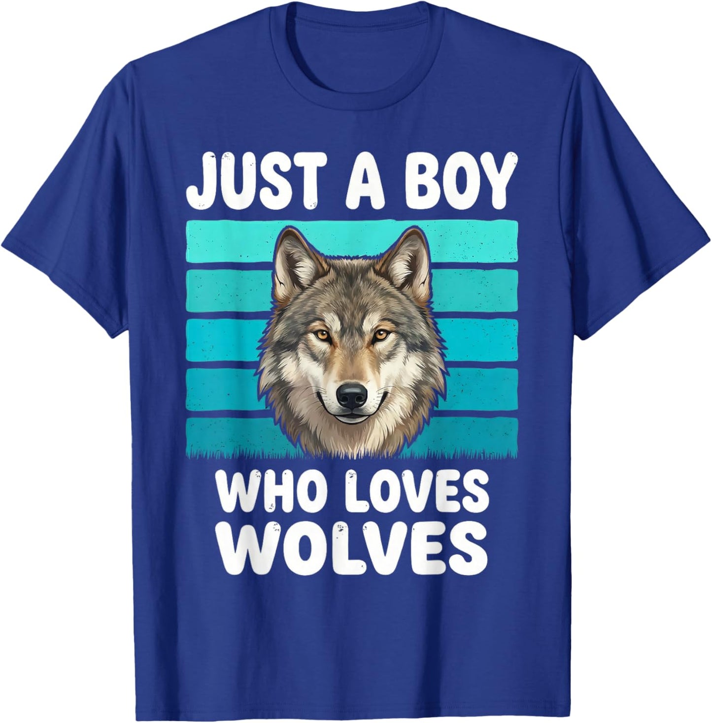 Just a Boy Who Loves Wolves Funny Wolf Lover Kids Boys T-Shirt - T-Shirt | Royal