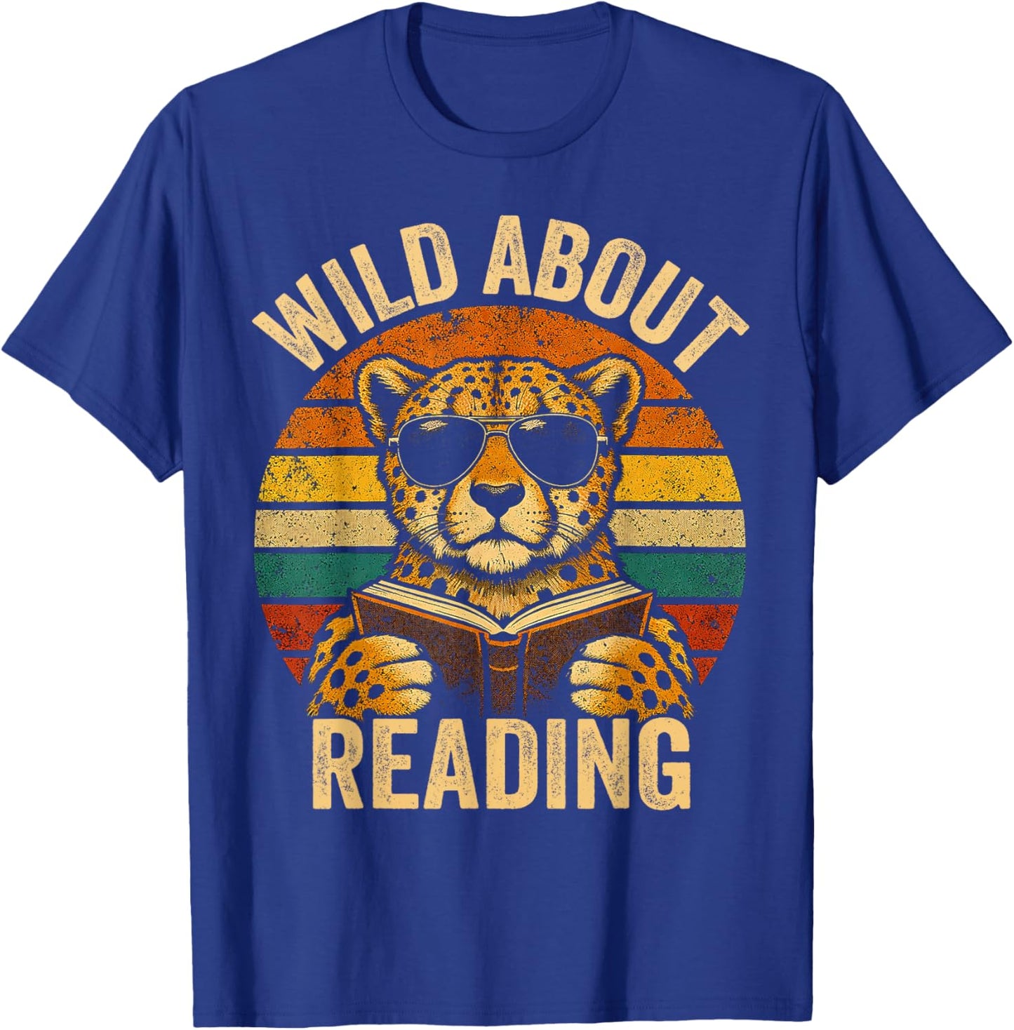 Boys Animal Print Clothes Wild About Reading Cheetah Book T-Shirt - T-Shirt | Royal