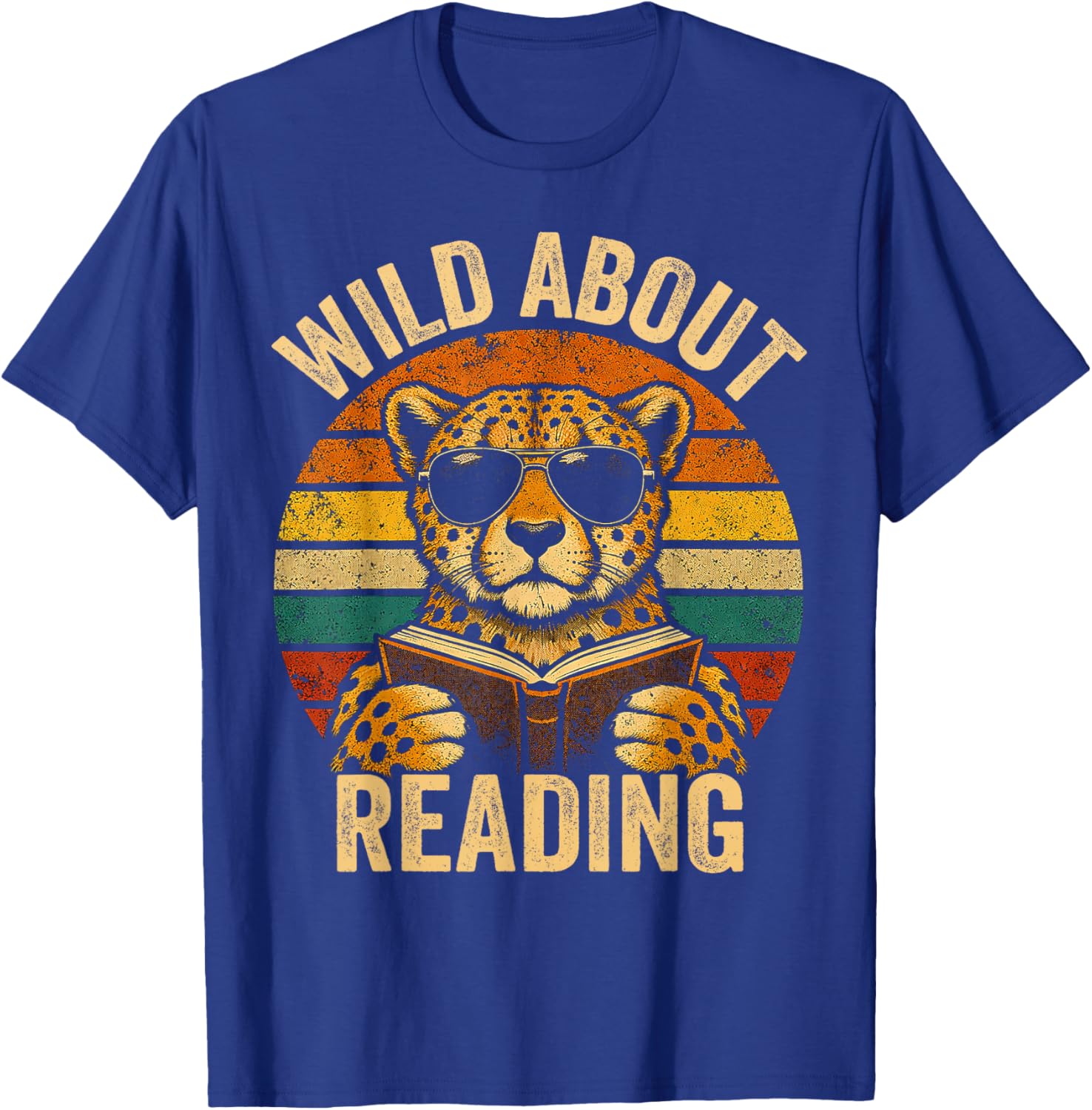 Boys Animal Print Clothes Wild About Reading Cheetah Book T-Shirt - T-Shirt | Royal