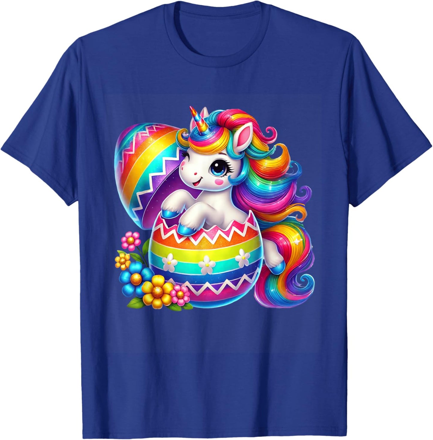 Easter Unicorn Shirt with Eggs Happy Easter Girls Kids Cute T-Shirt - T-Shirt | Royal