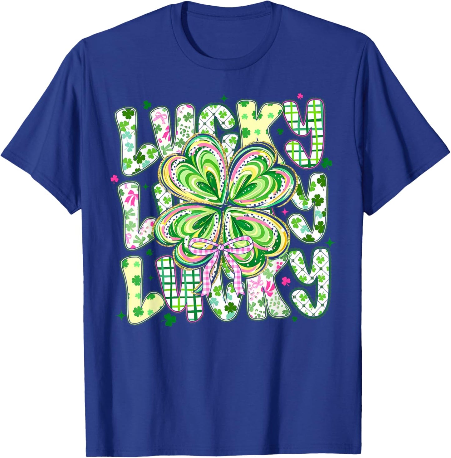 St Pattys Day Lucky Coquette Bow Shamrock St. Patrick's Day T-Shirt - T-Shirt | Royal