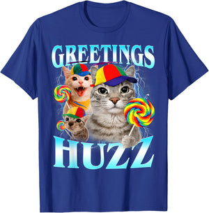 Greetings Huzz Funny Silly Cats Meme T-Shirt - T-Shirt | Royal