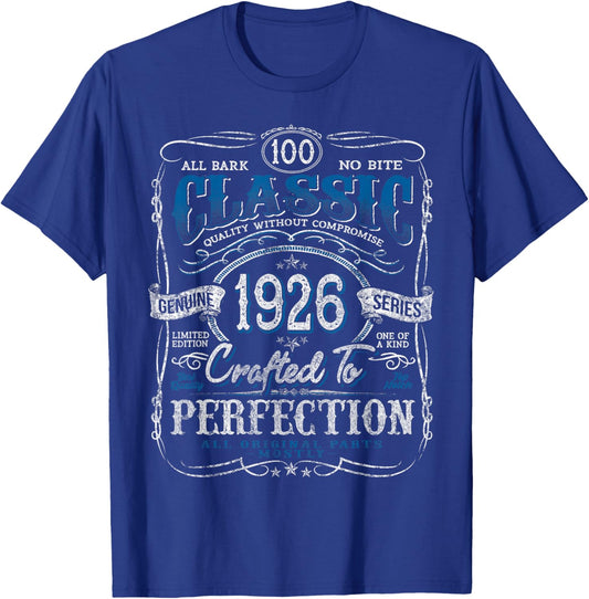 Vintage 1926 Limited Edition 100 Year Old 100th Birthday T-Shirt - T-Shirt | Royal
