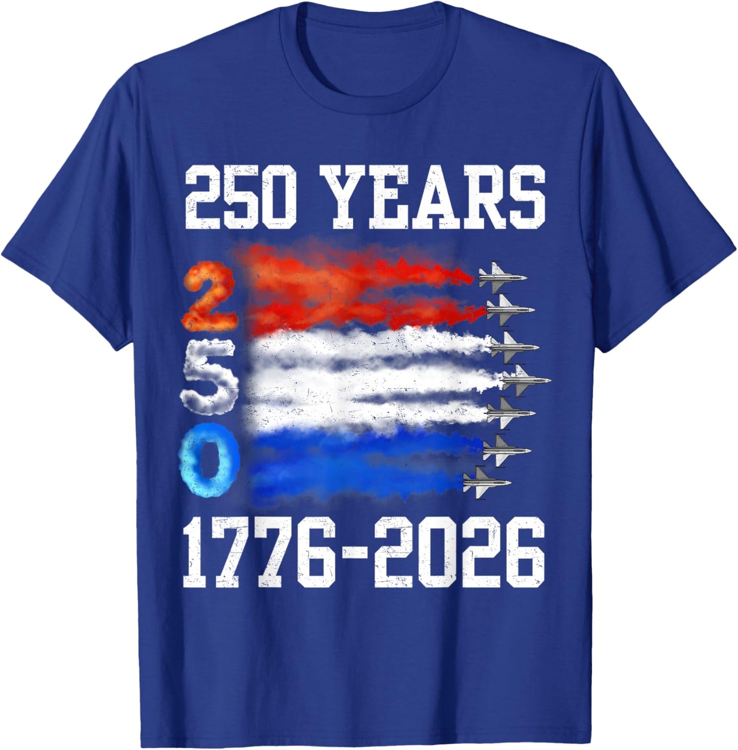 250 Years 1776 2026 250th Vintage 4th July American Flag T-Shirt - T-Shirt | Royal